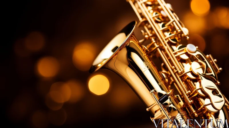 Shimmering Gold Saxophone Close-Up | Musical Instrument Photography AI Image