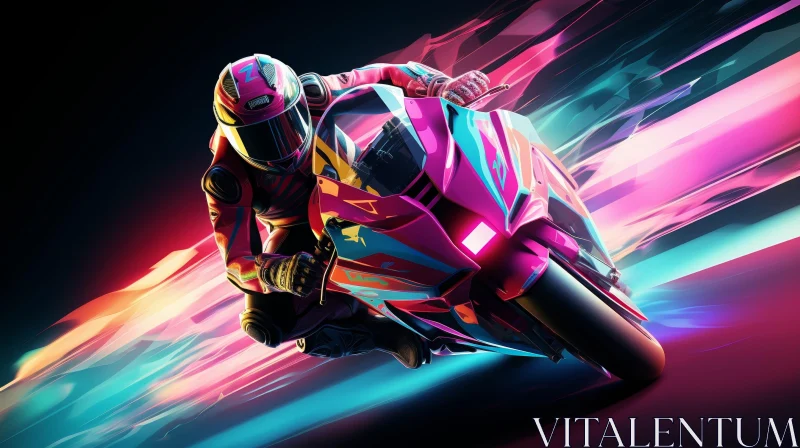 Speedy Motorcycle Rider - Digital Painting AI Image