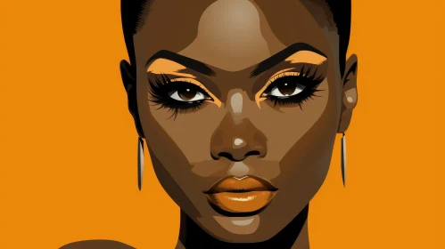 Young African-American Woman Portrait with Orange Makeup