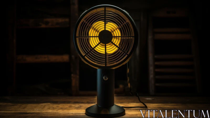 AI ART Black and Yellow Fan on Wooden Table