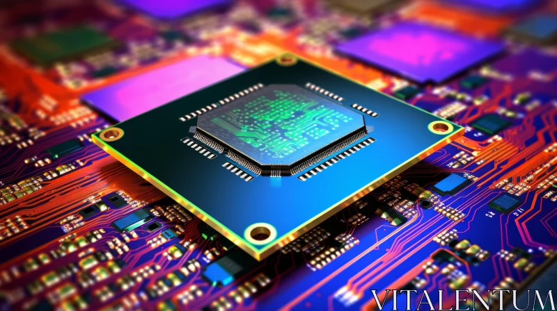 Computer Processor on Circuit Board - Technology Close-Up AI Image