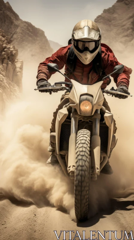 AI ART Motorcycle Rider in Desert Adventure