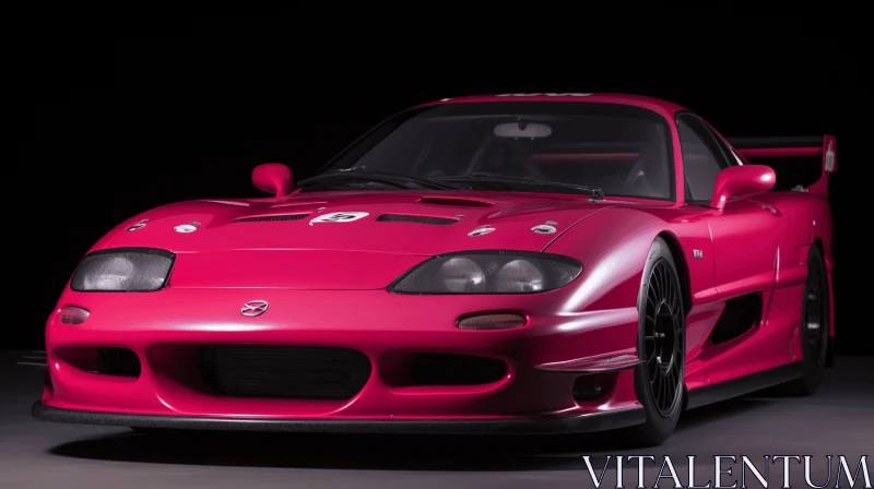 AI ART Pink Sports Car on Black Background | High-Key Lighting | Bold Structural Designs