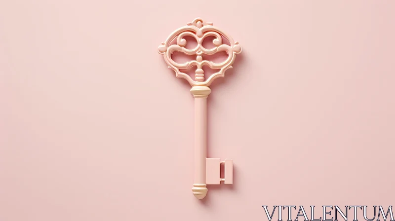 Pink Vintage Key on Background AI Image