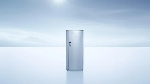 Silver Samsung Refrigerator in White Void