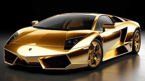 Bold and Monochromatic Gold Sports Car on Black Background