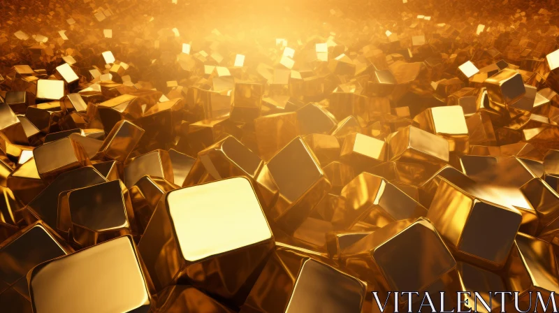 Dazzling Gold Cube 3D Rendering AI Image