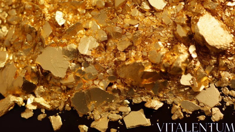 Glittering Gold Nuggets on Black Background AI Image