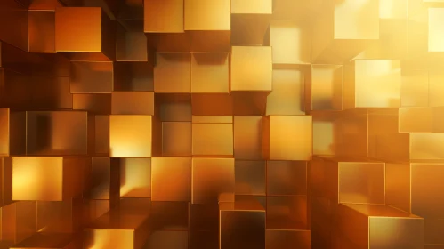 Golden Cubes 3D Rendering for Websites and Presentations