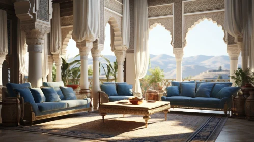Luxurious Moroccan Living Room with Artistic Decor
