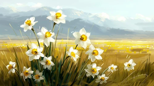 Tranquil Field of Daffodils Painting