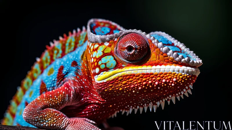 AI ART Vivid Chameleon Close-Up on Branch