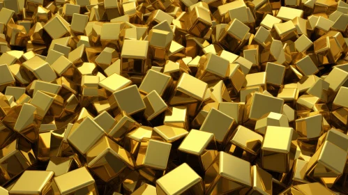 Gold Cubes 3D Rendering