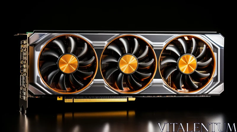 AI ART Modern Graphics Card with Golden Cooling Fans