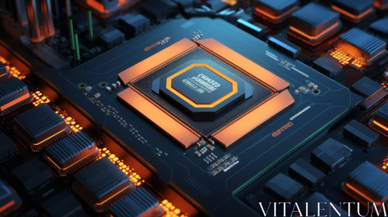 AI ART Orange and Black NVIDIA GeForce RTX 2080 Ti Computer Chip Close-Up