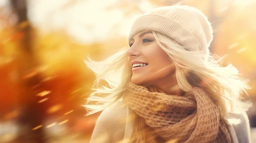 Smiling Woman in Autumn Fashion