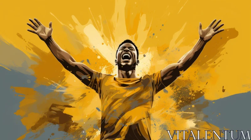 Young African Man Celebrating Digital Painting AI Image