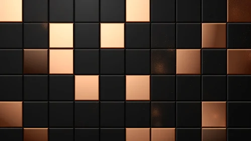 Black and Gold Tile Wall - 3D Rendering Texture Design
