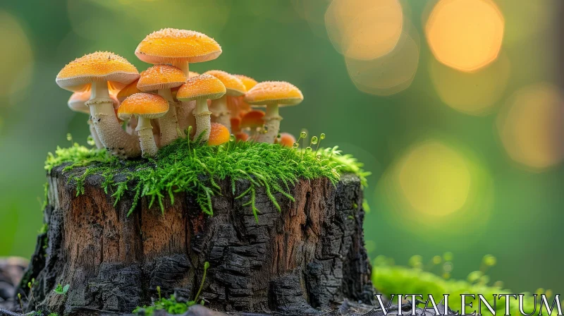 Enchanting Mushroom Close-Up in Forest AI Image