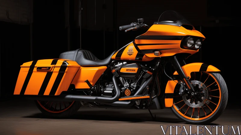 Harley Davidson Road Glide: Bold Graphic Lines in Orange and Black AI Image