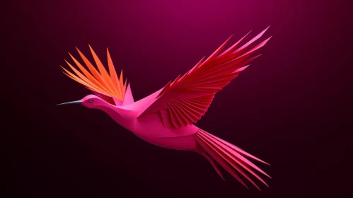 Pink Hummingbird 3D Rendering