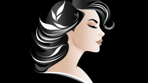 Woman's Face Vector Illustration in Profile