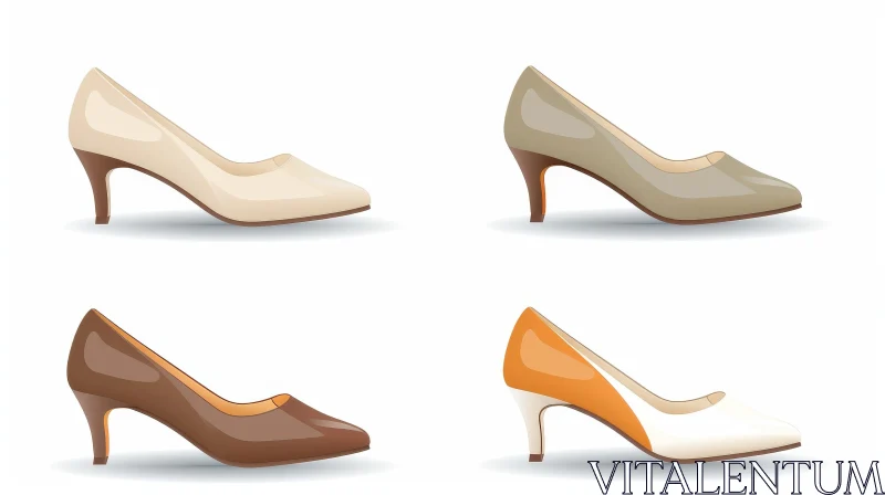 AI ART Women's Classic Shoes Illustrations - Fashion Vector Art