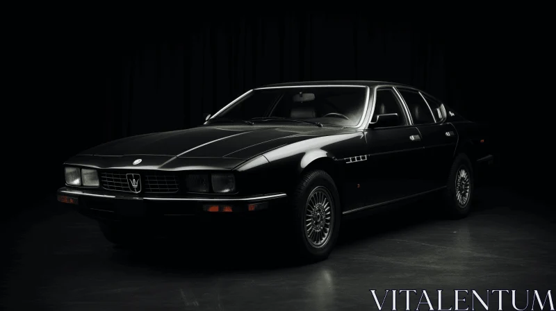 Black Car in Darkness: Classic Elegance and Iconic Album Covers AI Image