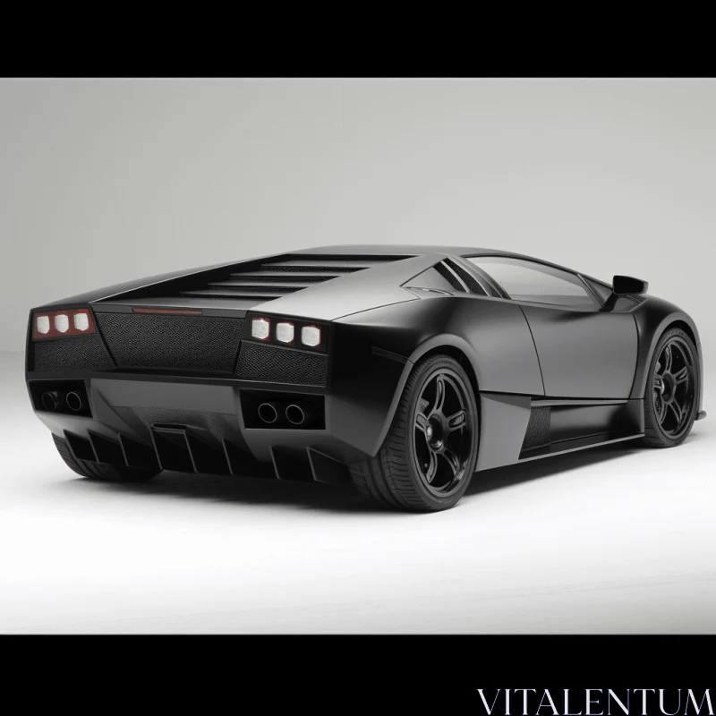 Captivating Black Lamborghini in Studio | HD Simplistic Cartoon Style AI Image