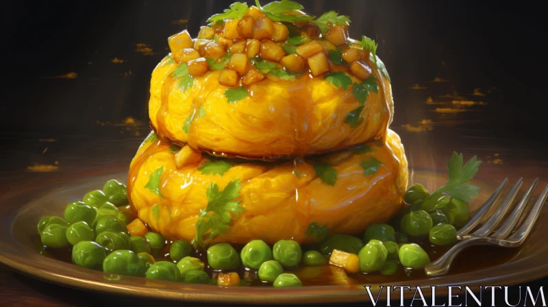 Delicious Potato Croquettes with Minted Peas AI Image