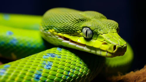Detailed Green Snake Close-Up