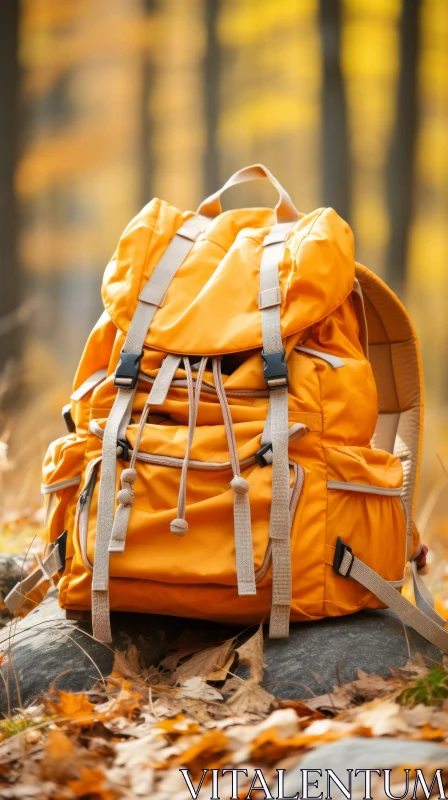 AI ART Durable Orange Backpack in Nature Setting