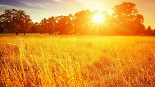 Golden Wheat Field Landscape - Serene Nature View