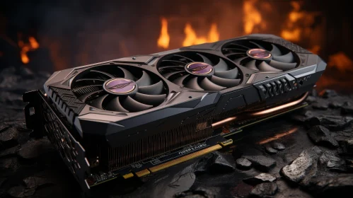 Graphics Card Product Shot with Fire Background