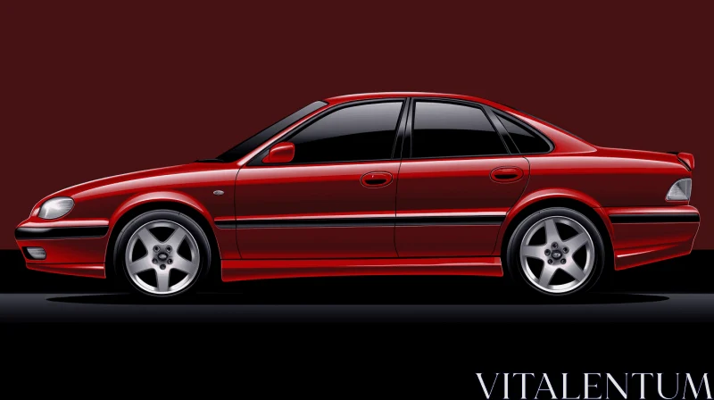 Sleek Red Car on a Dark Background | Refined Elegance | Photorealistic Renderings AI Image