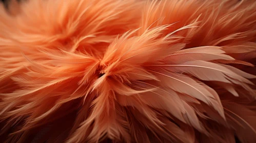 Soft and Fluffy Orange Feathers on Dark Brown Background