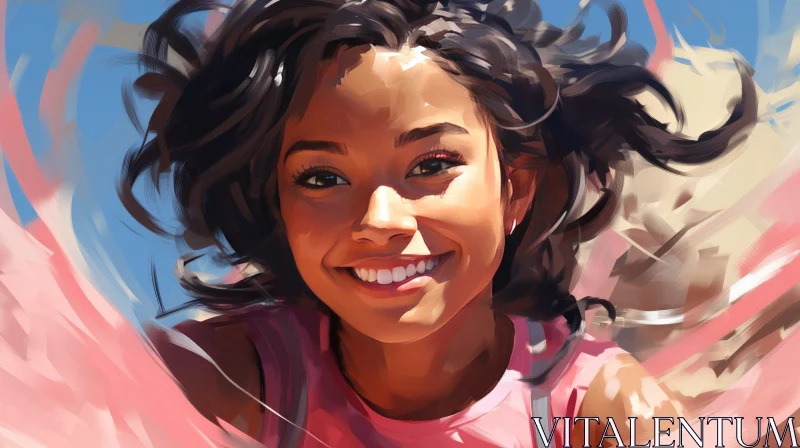 Joyful Young African-American Girl Portrait AI Image