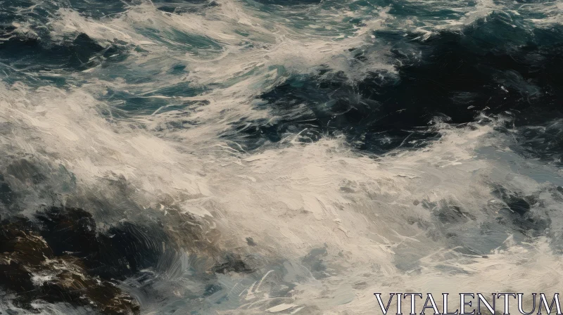 Powerful Sea Waves Painting AI Image