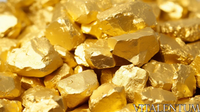 Shimmering Gold Nugget Pile on Dark Background AI Image