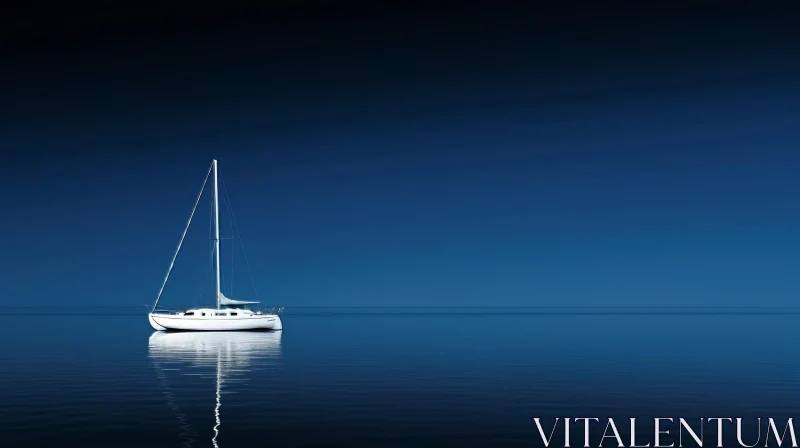 Tranquil Seascape with White Sailboat | Serene Ocean View AI Image
