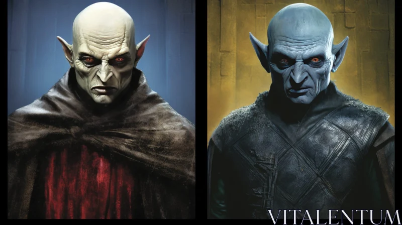 Vampire Comparison - Red Eyes and Black vs Blue Attire AI Image
