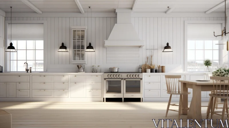 Bright Kitchen with Artistic Decor AI Image