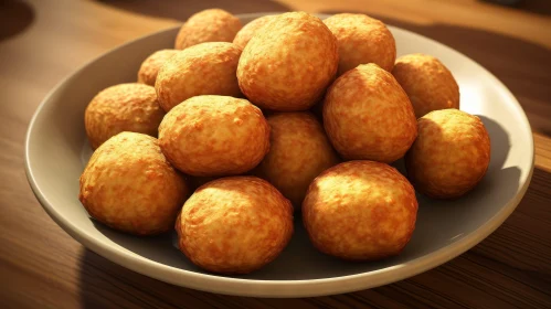 Delicious Fried Cheese Balls on White Plate