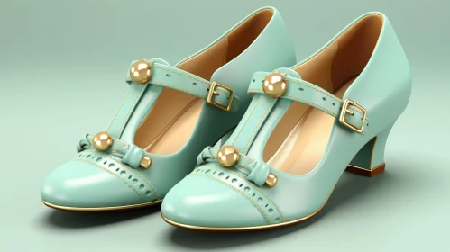 Elegant Mint Green Vintage Women's Shoes
