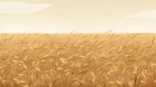 Golden Wheat Field under Blue Sky - Serene Countryside Beauty