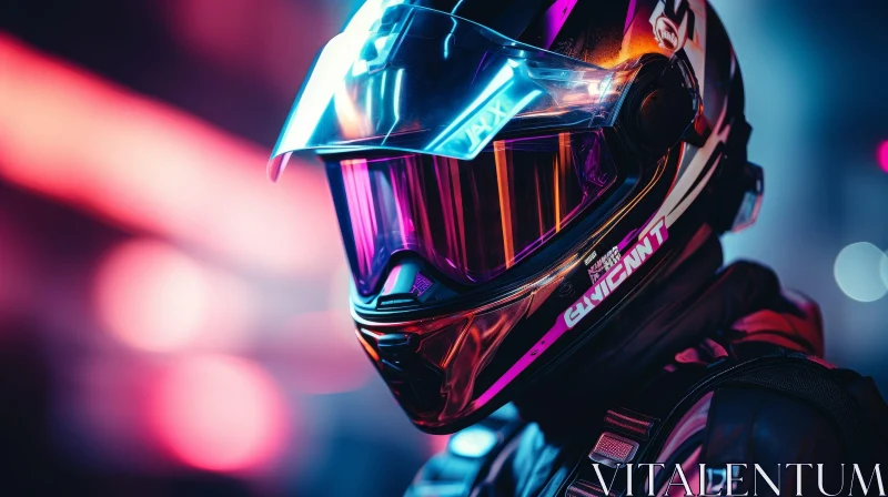 AI ART Futuristic Motorcycle Helmet with Reflective Visor