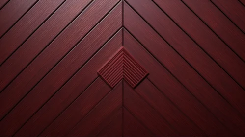 Red Wooden Door with Geometric Pattern