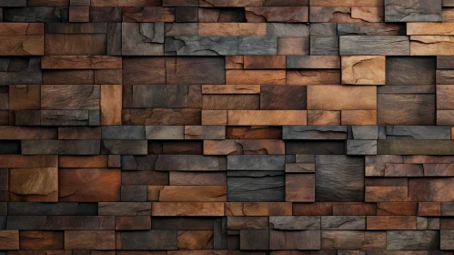Rustic Wooden Wall with Textured Blocks