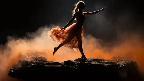 Serene Woman Dancing on Rock