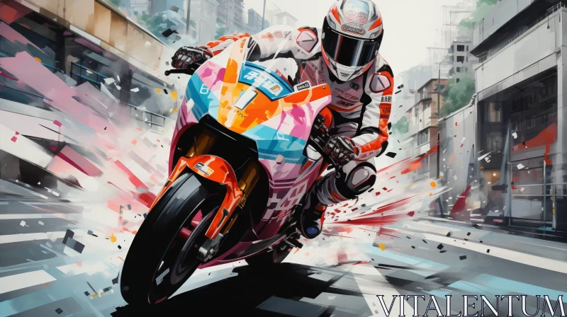 Thrilling Motorcycle Racing Artwork AI Image